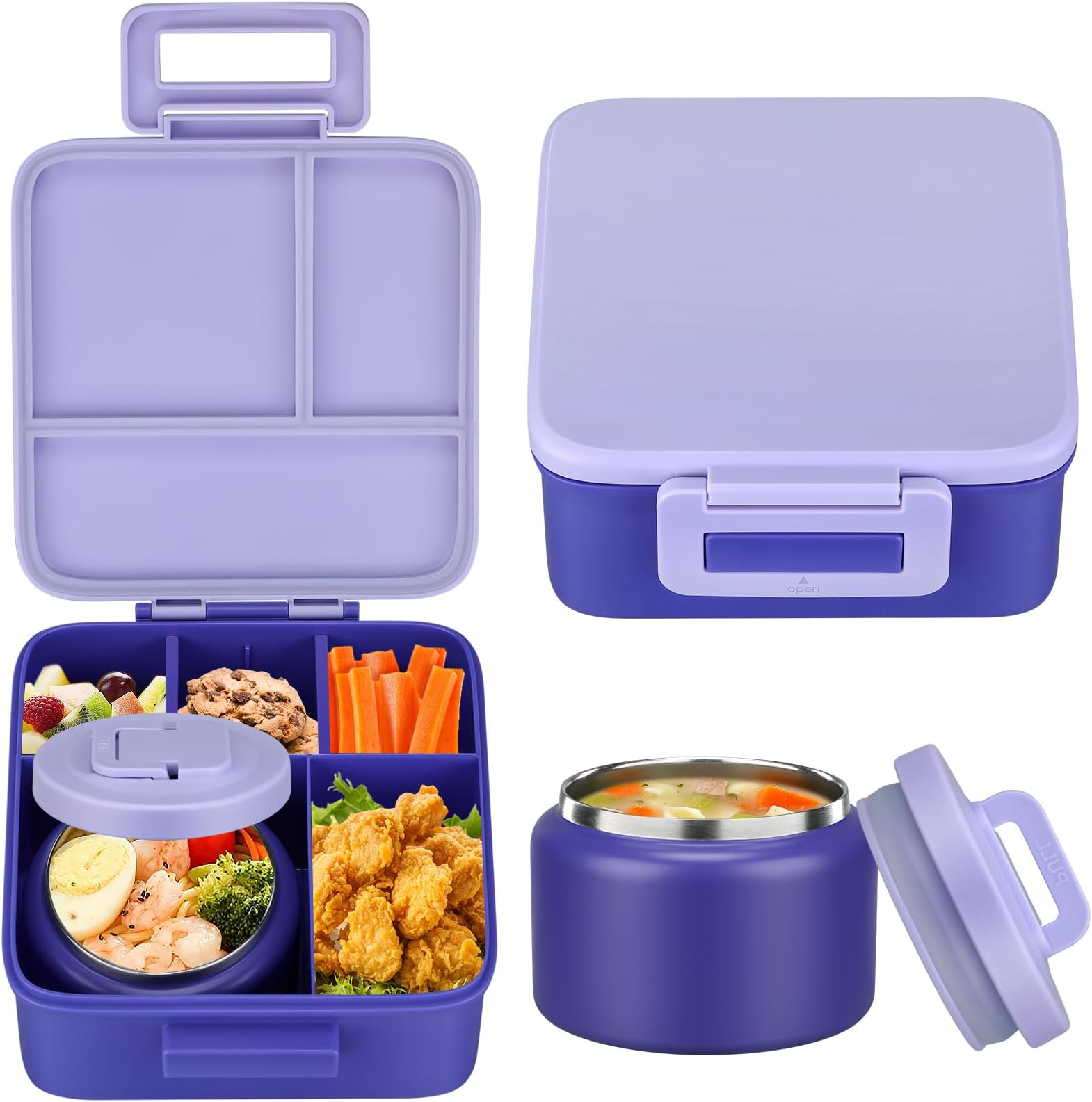 Food Storage Oven Safe - 子供用弁当箱1セット、8オンス真空断熱フードジャー付き、学校用食品容器、電子レンジ・食洗機対応