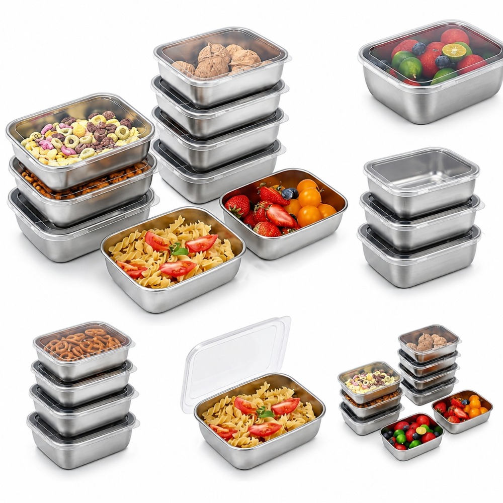 Food Storage Meals - 6個入りステンレス製食品保存容器漏れ防止6個入りステンレス製食品保存容器ランチボックスキッチン用品セット