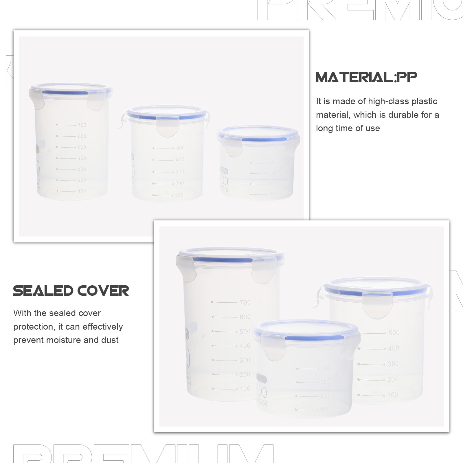6個入り、密閉式の保存容器。透明プラスチック製で、穀物や食品 - Food Storage Containers のレビューと価格