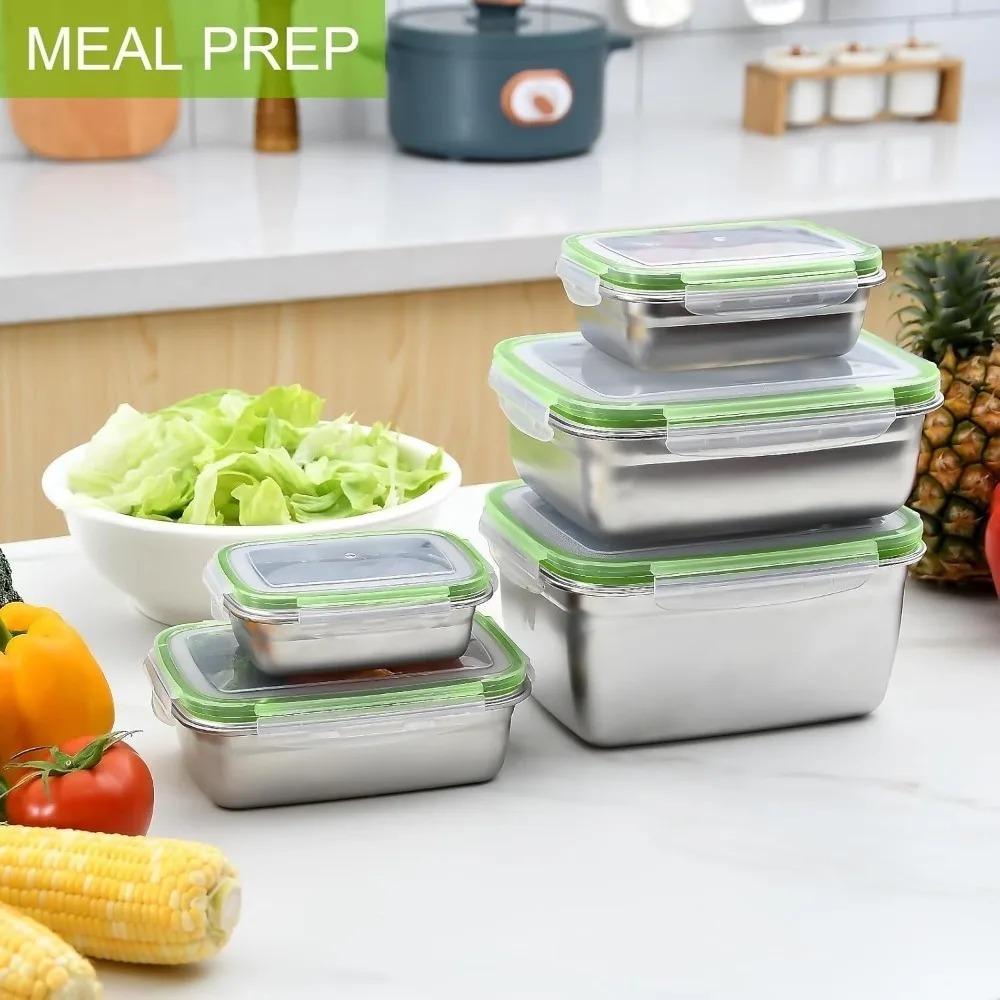 1/3ピース食品保存容器セット 食品グレード304ステンレス - Food Storage Oven Safe のレビューと価格